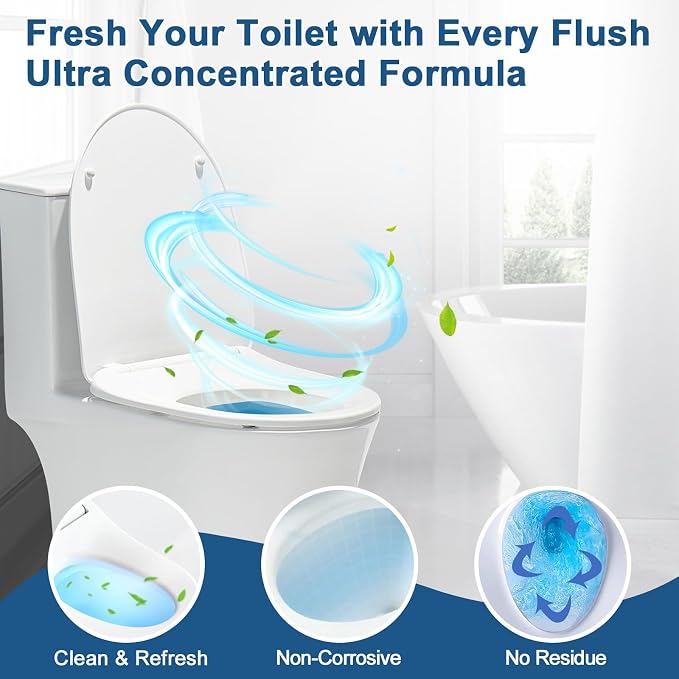 Msvvko Toilet Bowl Cleaner Tablets Blue Toilet Tank Cleaners, Septic-Safe Hard Water Stain Remove, Bathroom Automatic Toilet Cleaning & Deodorizer, Fresh Scent - 30 Tabs