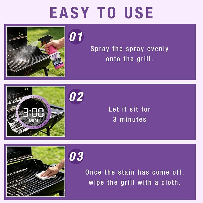 2Pcs Fast Acting Heavy Duty Grill Degreaser Spray, BBQ Grill Cleaner Spray for Outdoor Grills, Multifunctional Grease Remover for Oven Stove Air Fryer Grill, 120ml