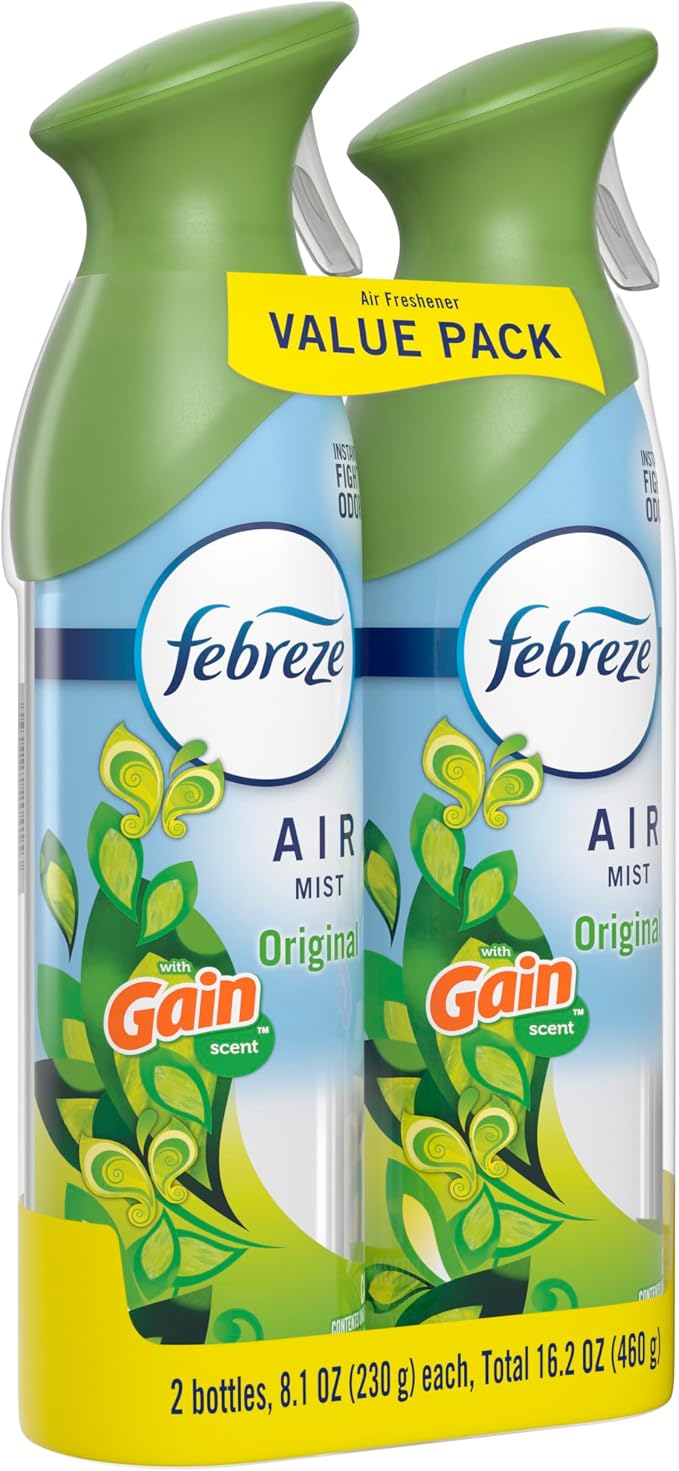 Febreze Air Mist, Air Freshener Spray, Odor Fighting Room Spray, Deodorizer for Home Bathroom Kitchen Office Apartment Dorm Room Classroom, Gain Original Scent, 8.1oz, (Pack of 2)