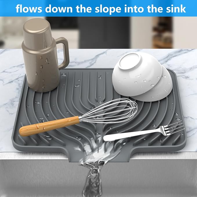 Dish drying mats for kitchen counter,14.6"×11"Silicone Self-Draining mat | Various sizes and colors,Self-Draining Slope Structure,Enabling faster drying,Heat-Resistant,Easy to clean,Food-grade