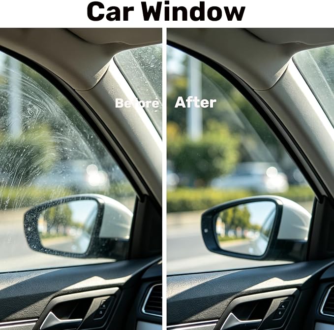 Glass Emulsion Cleaner,Car Oil Film Cleaner,Handle Oil Film Remover&Windshield Cleaner For Cars Window, Glass Emulsion, Crystal Clear View