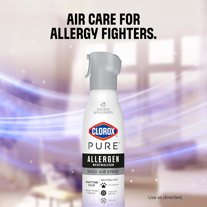 Clorox PURE Allergen Neutralizer Daily Air Spray, Nighttime Calm, 8 Ounces (Pack of 2)