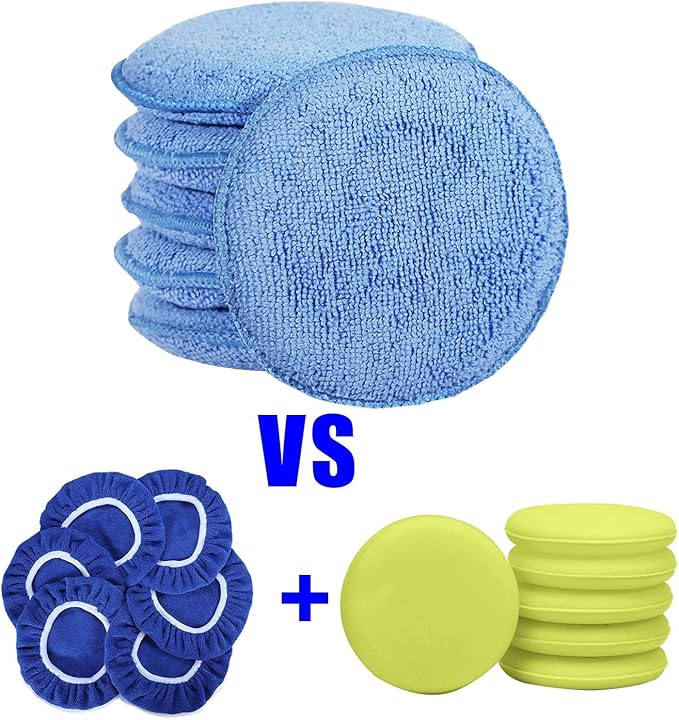 FONAROLL Microfiber Wax Applicator Pads, Car Wax Applicator, Buffing & Detail Polishing Foam Pads for Car Cleaning and Fine Polishing (5" Diameter, 6 Pack)…