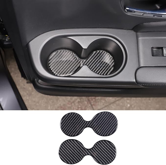 Car Interior Door Groove Gate Pad, Inner Door Slot Mats, Car Cup Holder Coaster Mat for Honda Pilot 2016-2022/ Passport 2019-2023, Carbon Fiber (2rd Row Cupholder Slot Mat)