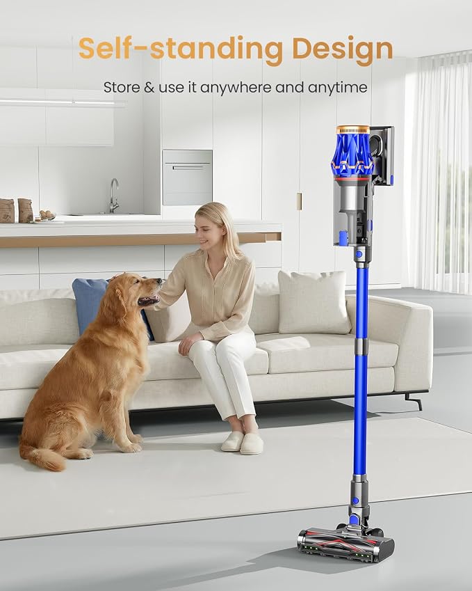 Cordless Vacuum Cleaner, Upgraded 650W 60KPA 70Mins Vacuum Cleaners for Home, Self-Standing Stick Vacuum Cleaner, Anti-tangle Wireless, OLED Screen, 1.8L Cup for Hardwood Floors,Carpet,Pet Hair,Car