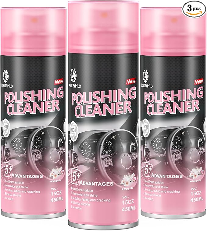 DONKEYPRO Car Interior Cleaner, Polishing Cleaner Detailer Spray for Vehicle Detailing, 450ml Aerosol 15 fl oz with Iron Can (3-Pack)