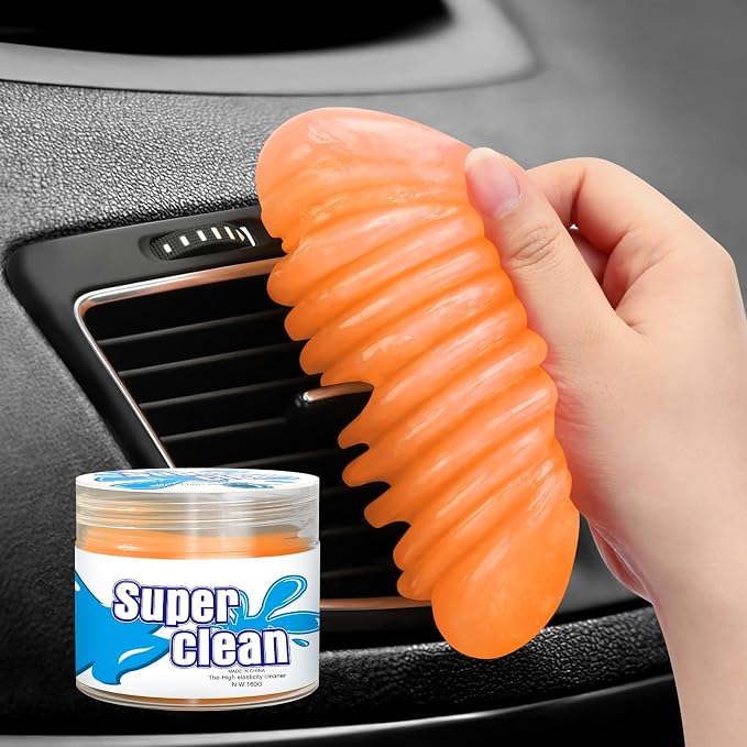 TeSabMi Car Cleaning Gel Car Cleaning Putty Car Putty Car Interior Cleaner Car Slime Car Detailing Kit Car Accessories Gifts for Men Women Stocking Stuffers Orange