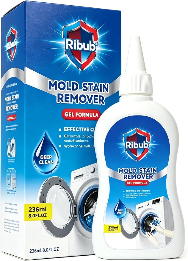 Mold Stain Remover Gel Heavy Duty Household Cleaning Gel for Washing Machine Seals, Fridge Gaskets, Bathroom & Kitchen Tile Grout, Sinks, Shower & Caulk 8 Fl Oz