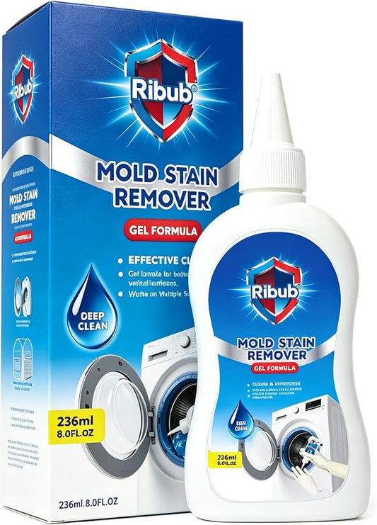 Mold Stain Remover Gel Heavy Duty Household Cleaning Gel for Washing Machine Seals, Fridge Gaskets, Bathroom & Kitchen Tile Grout, Sinks, Shower & Caulk 8 Fl Oz