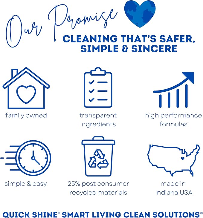 Quick Shine Stainless Steel Cleaner & Polish 24oz-6Pk, Streak Free | Safe for Metal Surfaces, Removes Fingerprints, Grease & More, Non-Abrasive, pH Neutral, Made in USA