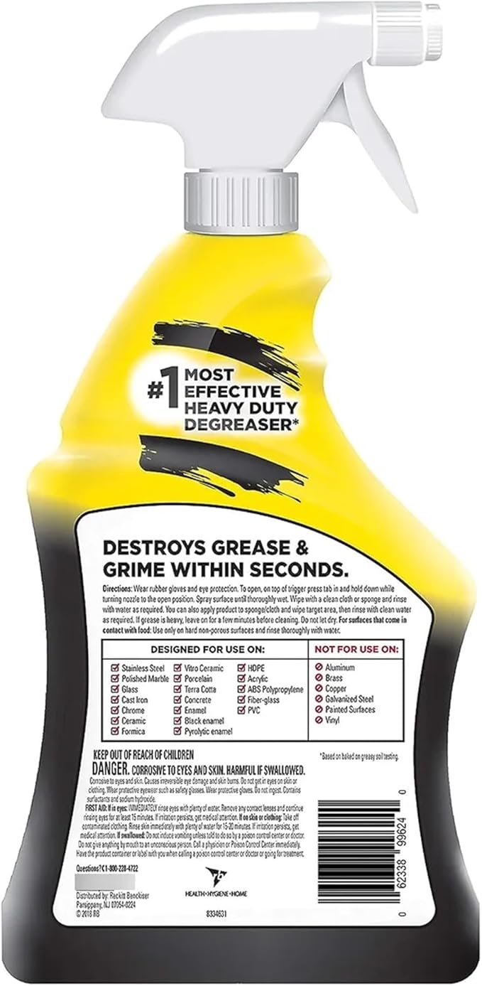 Easy-Off Heavy Duty Degreaser, Removes Grease & Grime, for Kitchen, Garage, Outdoor & More 32oz