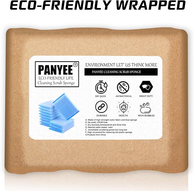 Nylon Cleaning Scrub Pad 12 Pack,Long-Lasting and Reusable Dishwashing Sponge,All-Purpose Scouring Pads Sponge for Kitchen,Bathroom