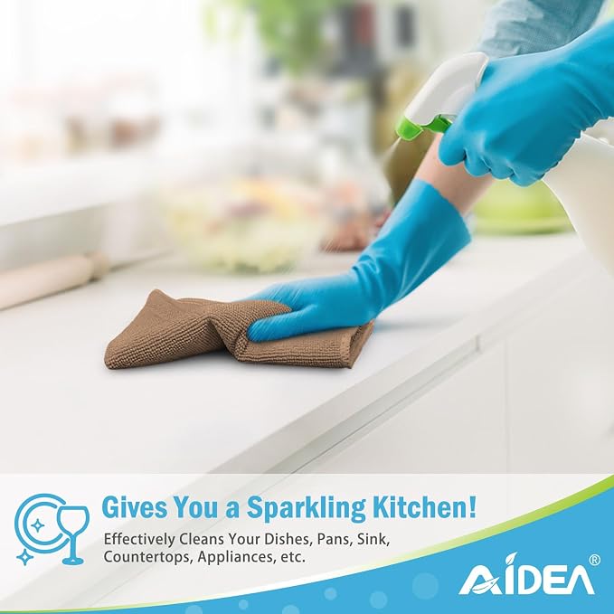 AIDEA Brown Microfiber Cleaning Cloth-12PK, Cleaning Rags 12"x12" Absorbent | Microfiber Towels for Cars Lint Free, Reusable Microfiber Rags, Kitchen Towel Dusting Cloth, Dish Rags for Home/Window