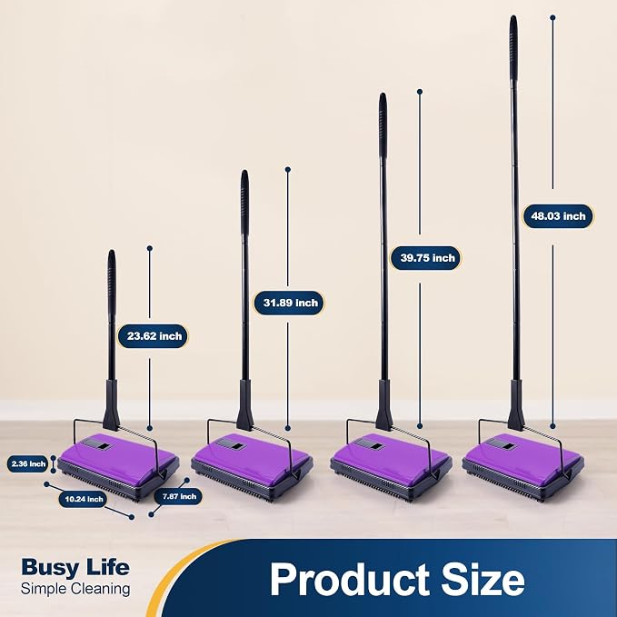 Yocada Carpet Sweeper Cleaner Manual Household Sweeper 1*Extra Brush | for Home Office Low&Undercoat Carpets Rugs Pet Hair Dust Scraps Paper Small Rubbish Cleaning 48.03"