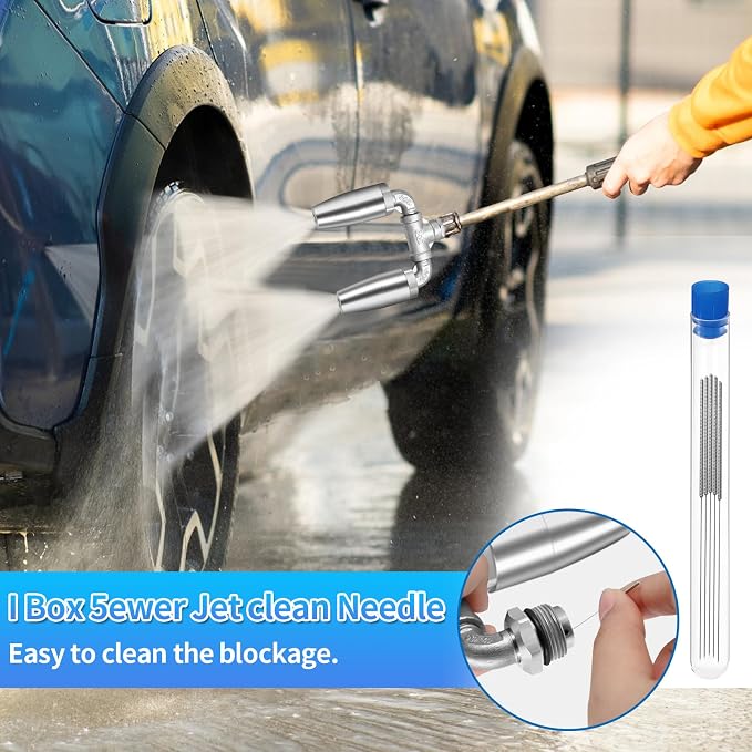 Dual Turbo Nozzle Pressure Washer, 360° Rotating Spray Tips for Power Washer, 3.0 Orifice Stainless Steel Twin Turbo Nozzle, 1/4 Quick Connect, 4-6 GPM, 4000 PSI Max