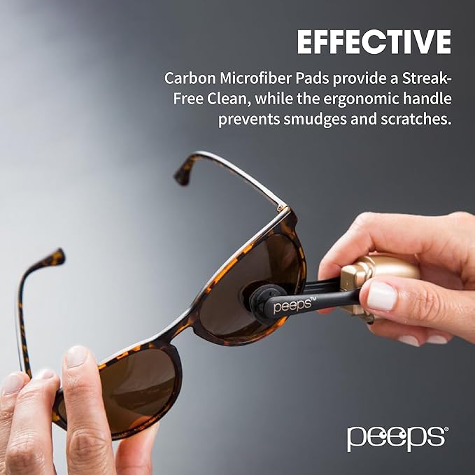 Peeps Glasses Cleaner - for Eyeglasses, Reading Glasses, and More - Lens Cleaner with Carbon Microfiber Tech-Injected White-3 Count (Pack of 1)