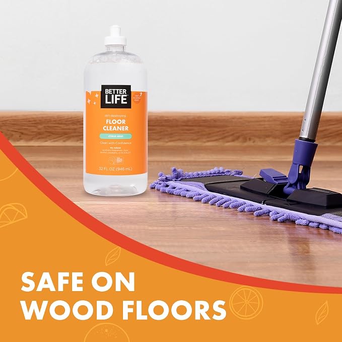 Better Life Floor Cleaner - Liquid Multipurpose Cleaner for Wood, Tile, Laminate, Vinyl, Bamboo - Hardwood Floor Cleaner for Mopping - Citrus Mint 32oz