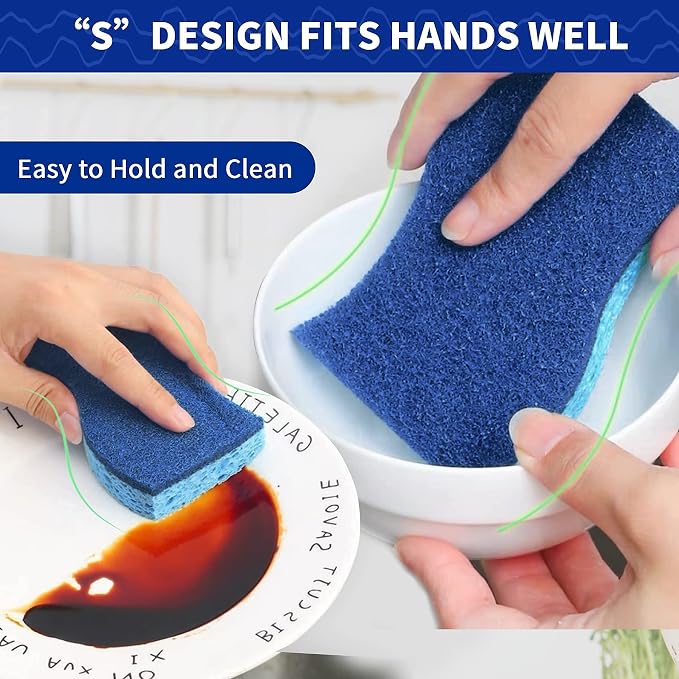 CELOX Sponges Kitchen, Non-Scratch Dish Sponges, Blue