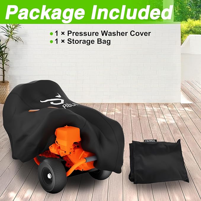EVRBUL Universal Pressure Washer Cover, Heavy Duty 420D Waterproof Pressure Washer Cover for 48"L x 18.5"W x 13.5"H Vertical or Horizontal Style Pressure Washers