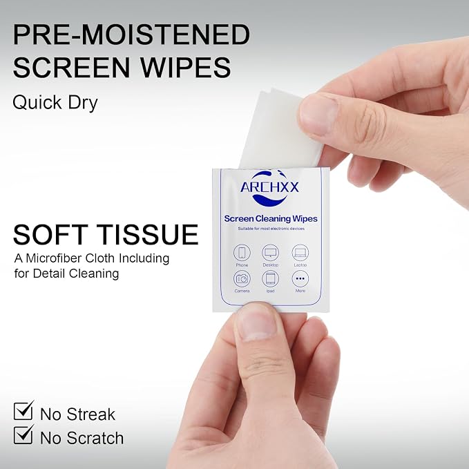 ARCHXX Screen Wipes for Electronics, 240 Count 6"x6" Pre-Moistened Screen Cleaner for Screens, Computer,Laptop,Tablet,Phone,Monitor,Car Screen Cleaner, Lens Wipes Individually Wrapped