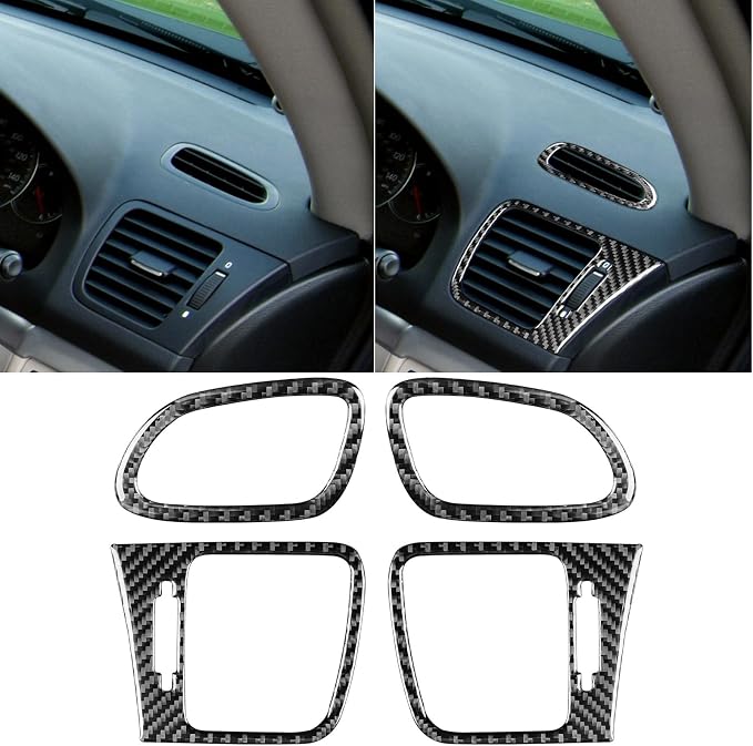 JKYUKU Real Carbon Fiber for Subaru Accessories Dashboard Both Sides Air | for Legacy/Outback 2005-2009, Black Dashboard Both Sides Air Vent Wind Outlet Frame Trim Sticker, Premium Sporty Look