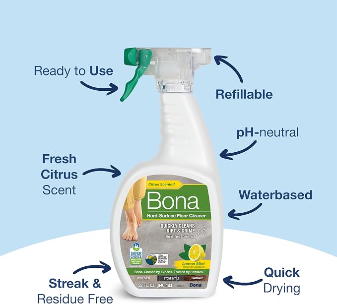 Bona Multi-Surface Floor Cleaner Spray - 32 fl oz - Lemon Mint Scent