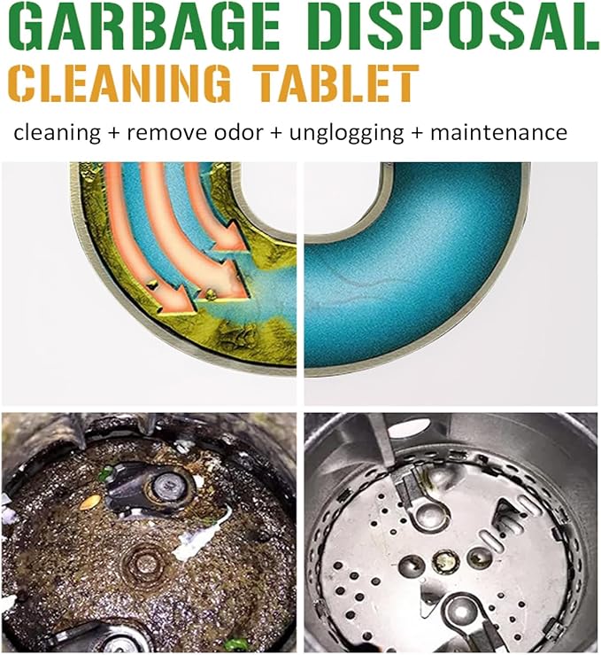 Garbage Disposal Cleaner Deodorizer Tablets 24 Pack Sink Freshener Kitchen | Deep foaming clean, Fresh scent, All disposal compatible,Effortless maintenance