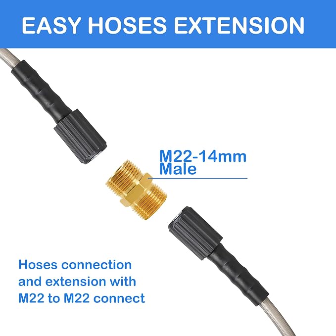 Hourleey Pressure Washer Adapter Set, Quick Disconnect Kit with M22 Metric Male Thread Quick Connector, M22 Swivel to 3/8'' Quick Connect, 3/4" to Quick Release, M22 to M22 Convert, 9 Pack