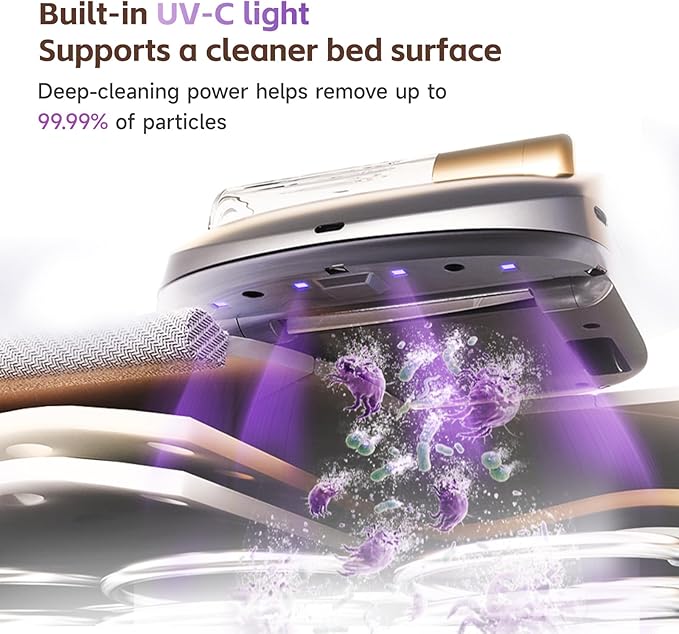 CREATULIZE X1 Robot Bed Vacuum, Automatic Mattress Vacuum Cleaner with Intelligent Path Planning, UV-C Light, HEPA Filter, One-Click 100% Dust & Pet Hair Removal for Bed, Mattress, Sofa, Carpet