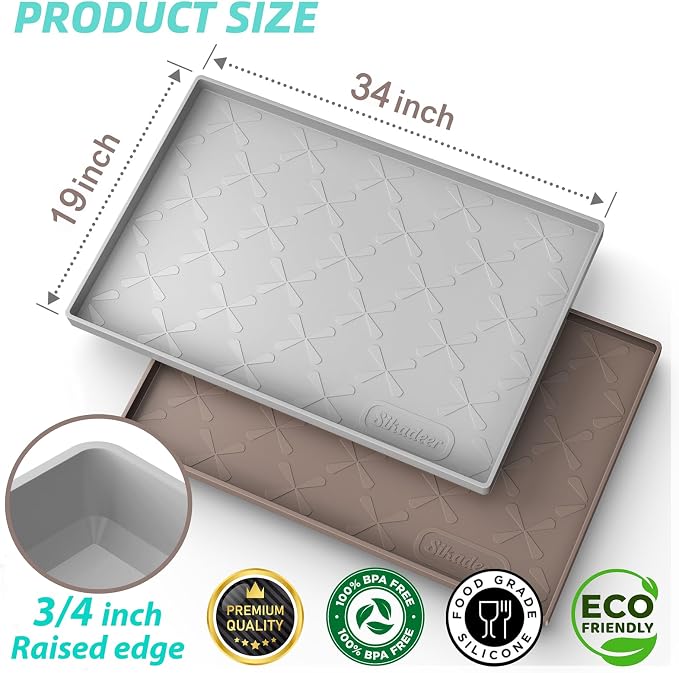 SIKADEER Under Sink Mat Waterproof 34" x 19", Silicone Mat Kitchen Drawer Shelf and Cabinet Liner, Sink Protector for Kitchen Organizers and Storage, Boot Tray Pet Food Mats