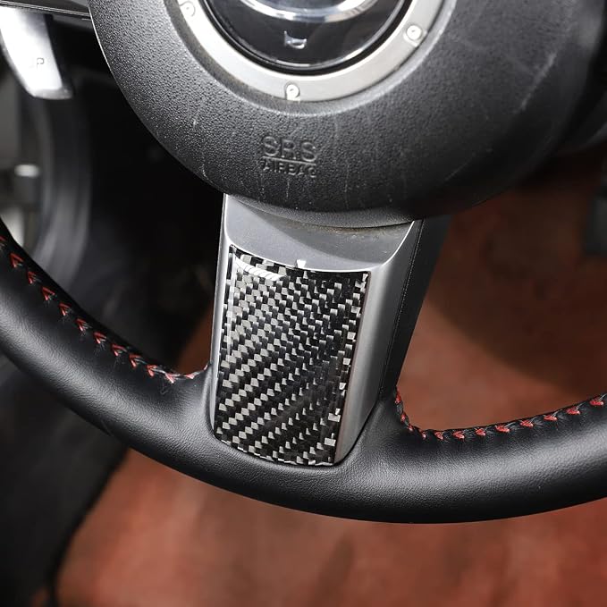 Carbon Fiber Style Steering Wheel Button Cover Fit for Mazda MX-5 RF Miata 2009-2014, Car Steering Wheel Panel Protection Frame Molding Sticker Trim, 3PCS (Carbon Fiber, Black)
