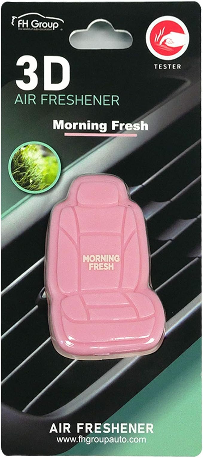FH Group Morning Fresh 3D Scented Air Freshener 1-Pack Clip-On Non-Toxic, Plastic Alcohol-Free Fragrance Oil Car Seat Shape Long Lasting for Cars, SUVs, Closets, Small Spaces, etc. Pink