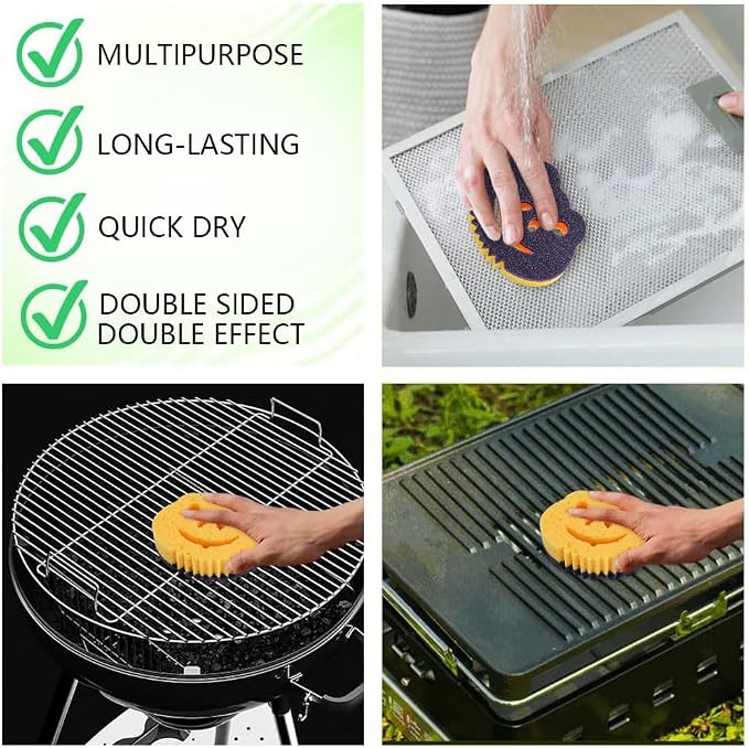 12 Pack Frog Dual-Sided Multi-Functional Premium Cleaning Sponges,Scrub Sponges,Dishwashing Sponge for Heavy Duty Scouring Pads,Kitchen,Furniture,Dish,Bathroom