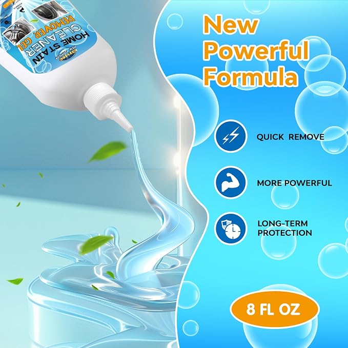 Mold Stain Remover Gel, Washing Machine Cleaner for Front Loader Washer Gasket Rubber Seal Home Stain Removal Gel for Grout, Caulk, Shower, Bathroom, Refrigerator, Bathtub Cleaning Solution 8 Fl Oz