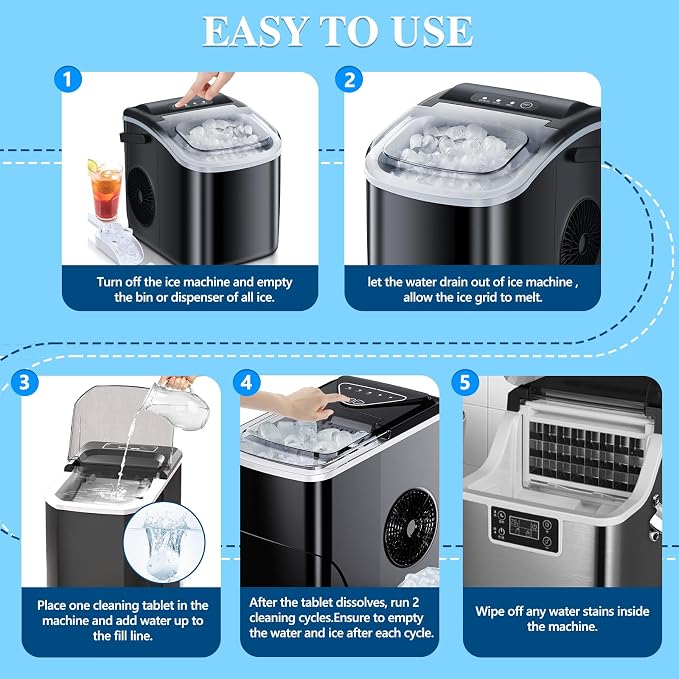 USKICH Ice Machine Cleaner Descaler Tablets-12 Pack Ice Maker Cleaner Compatible with Frigidaire, Opal, GE Profile, Kitchenaid, Nickel Safe Scale Remover for Countertop, Nugget Ice Makers