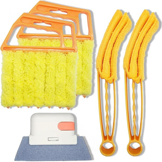 5Pcs Window Blind Cleaning Set, Washable dust Removal Cleaning Tools, air Vent Cleaning Brush, Track Cleaning Brush, dust Removal Cleaning Tools for Blinds, air conditioners, Track, and Fans