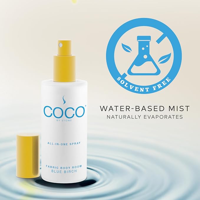 COCO by Stone 5oz All-in-One Spray Blue Birch Fabric & Room Mist | Shake-and-spray formula for fabrics, pillows, cloth & rooms with a refreshing Blue Birch fragrance. Vegan & cruelty-free.
