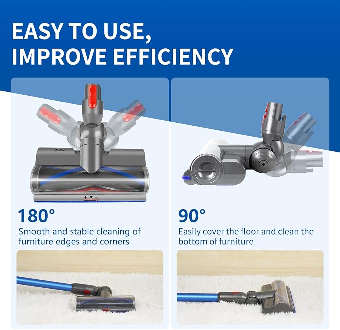 Vacuum Head Replacement Compatible with Dyson V8 V10 V15 Vacuum Cleaner | Upgrade Anti-Tangle Replacement Cleaner Head with Adjustable Suction Green Light Suitable for Hardwood Floor