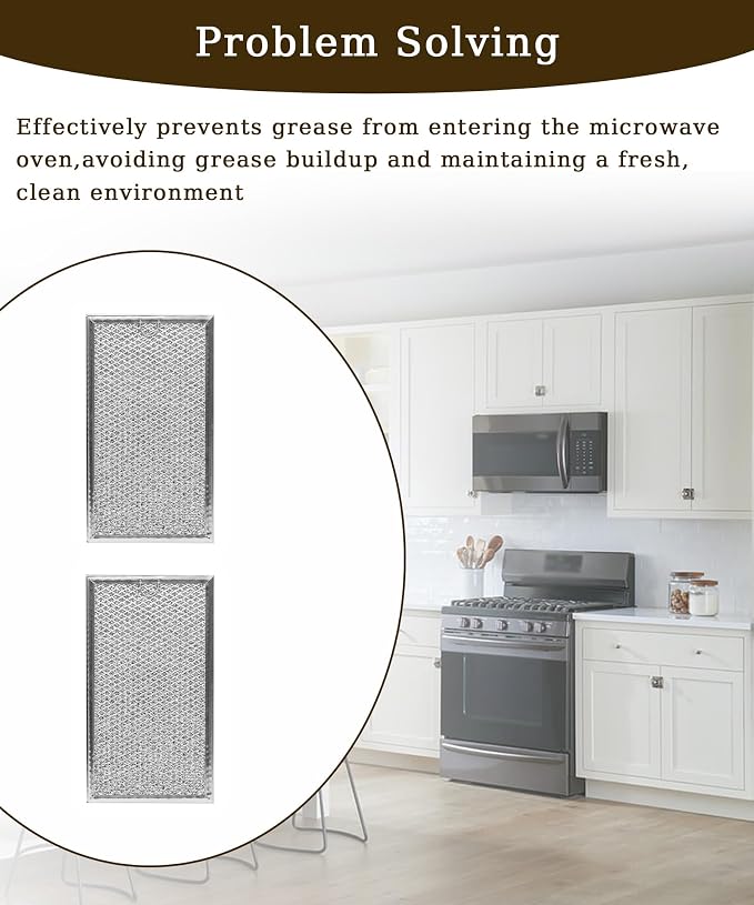 2-pack Microwave Grease Filter Compatible with KitchenAid KMHC319ESS0,KMHC319ESS06,KMHC319ESS1,KMHC319ESS2,KMHC319ESS3,KMHC319ESS4,KMHC319ESS5,KMHC319EWH0 And more