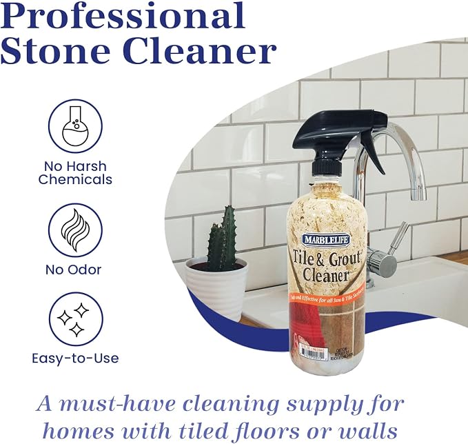 Marblelife Tile & Grout Cleaner - Tile and Grout Cleaner for Floors, Pools, Bathroom Shower, Bath & Other Surfaces, Safe & Effective, 32oz Spray