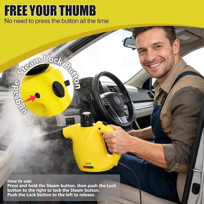 Handheld Steam Cleaner, Steamer for Cleaning, Portable Upholstery Steamer for Surface Cleaning, Hand Steam Cleaner for Furniture, Car Detailing, Home, Kitchen, Bathroom, Upholstery