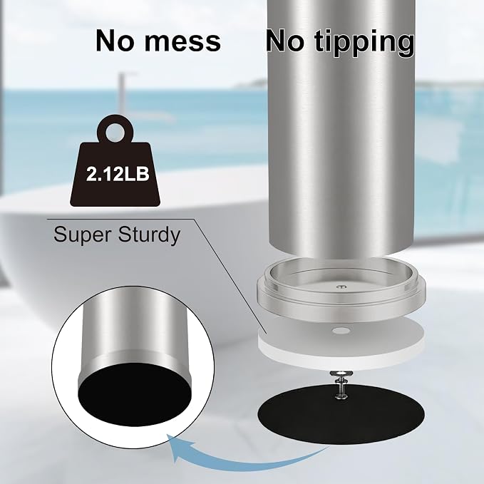 Stainless Steel Toilet Brush and Holder Set,Extra Long Handled Toilet Brush for Bathroom,Heavy Duty Toilet Bowl Brush,Modern Toilet Cleaner Brush, Splash Protection,Deep Cleaning (Nickel)