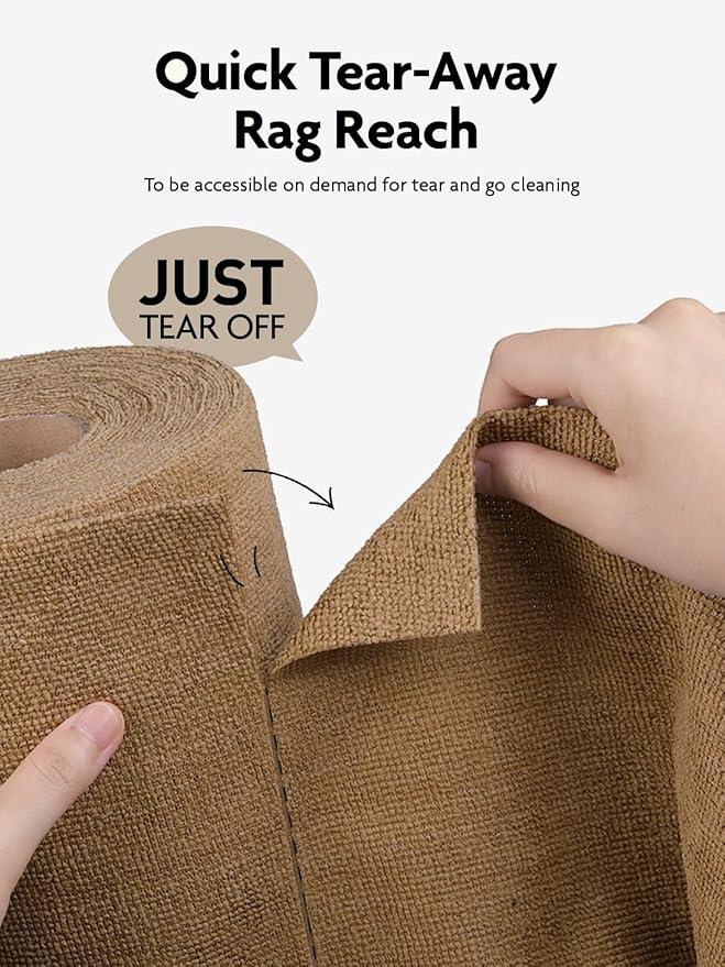 Fantasticlean Microfiber Cleaning Cloth Roll- 40 Sheets, 12" x 12" (Tan) | Super Absorbent, Lint-free, Tear-away Microfiber Towel Roll, for All-Purpose Cleaning