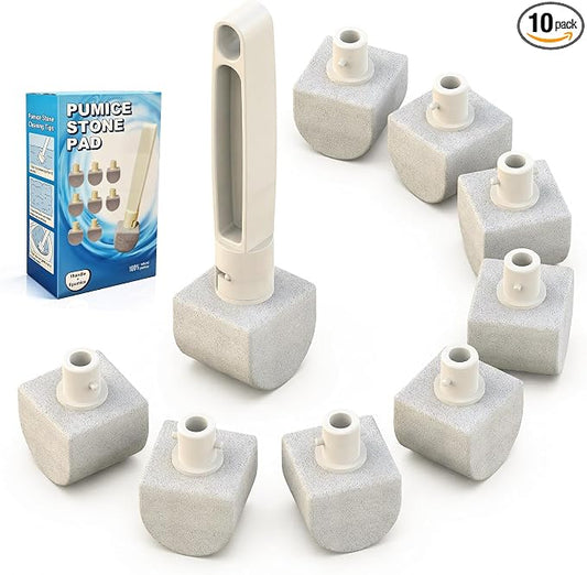 Pumice Stone Toilet Bowl Cleaner 8-Pack – Hard Water & Limescale Remover, Non-Scratch Multi-Surface Scrubber for Toilet, Bathroom Tile, Sink – Natural Cleaning Tool with Disposable Refill Heads