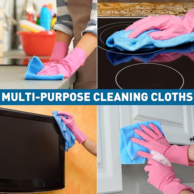 TEAWOO Microfiber Towels Bulk-150 Pack, Cleaning Cloths, Microfiber Towels for Cars, Cleaning Rags Blue (12x12 inches)