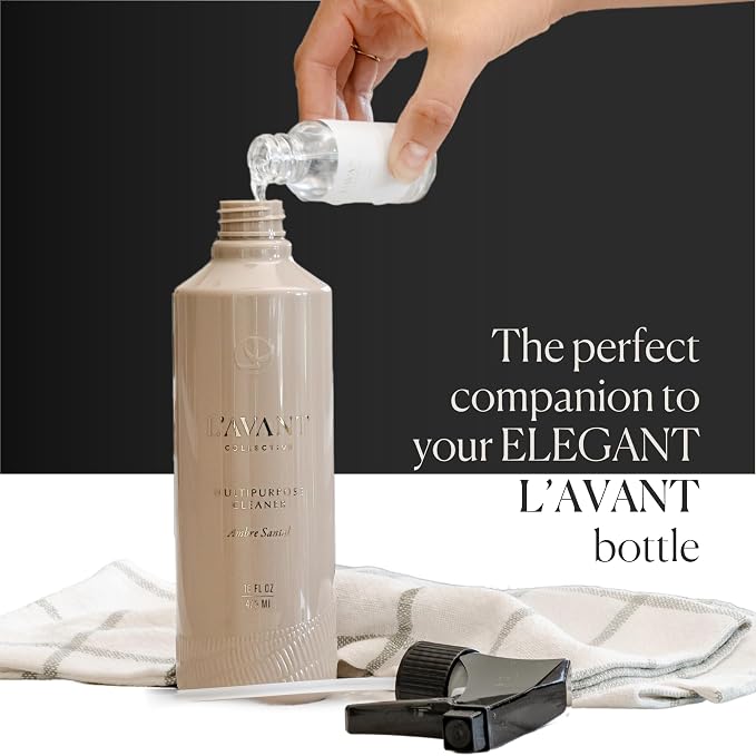 L'AVANT Collective Luxury Multipurpose Surface Cleaner Concentrate | All Purpose Cleaning Spray Refill, Plant-Based & Non-Toxic | Makes 16 Fl Oz, EPA Safer Choice | 1 Fl Oz | Ambre Santal