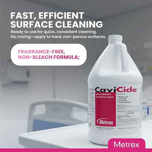 Metrex CaviCide Germicidal Surface Disinfectant Cleaner – EPA-Registered Quaternary Ammonium – Kills Flu Virus, Bacteria & Fungi – Hospital-Grade for Medical, Dental & Lab – 1 Gallon, Pack of 4 (Case)