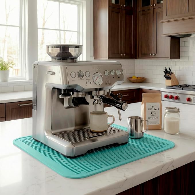MicoYang Silicone Dish Drying Mat for Multiple Usage,Easy clean,Eco-friendly,Heat-resistant Silicone Mat for Kitchen Counter or Sink,Refrigerator or Drawer Liner Mint XL 18 inches x 16 inches