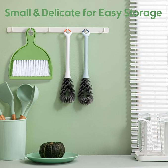 THINKLEARN 2PCS Small Dust Pan and Brush Set | Portable Mini Broom Dustpan Combo Set, Green Cleaning Supplies