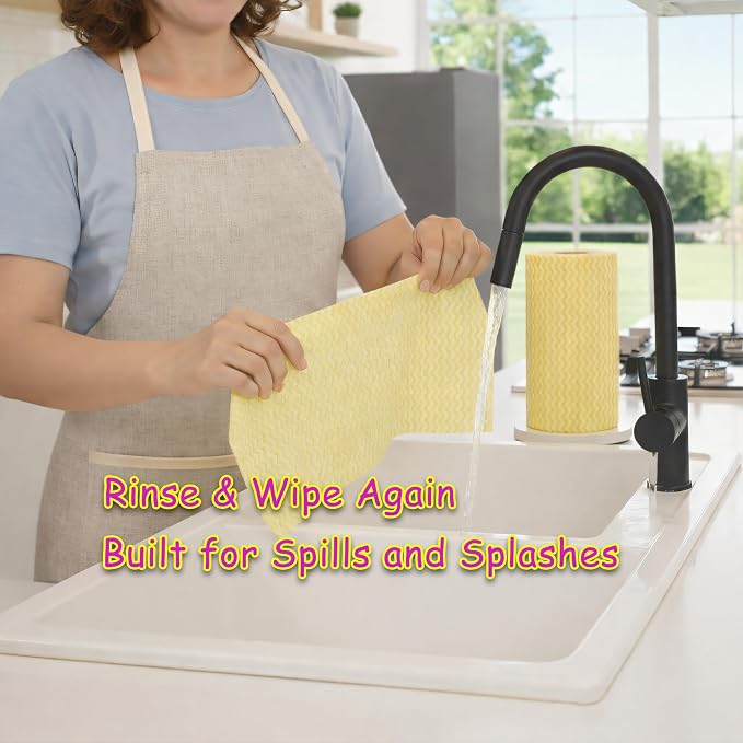 GLL Cleaning Cloths Roll Wipe Sheets, Dish Wash Cloths, Disposable Cleaning Wash-Cloth Towel for Kitchen Bathroom Furniture and Car (Case of 24 Rolls, 1200-Sheets Total)
